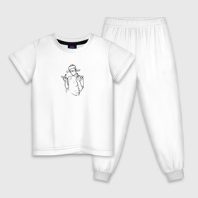 Детская пижама хлопок с принтом Everyday в Новосибирске, 100% хлопок |  брюки и футболка прямого кроя, без карманов, на брюках мягкая резинка на поясе и по низу штанин
 | everyday | you | ежедневность | крутой | минимализм | пацан | показывает | футболка | чб | черно   белая | шапка