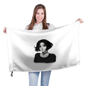 Флаг 3D с принтом Девушка Думер в Новосибирске, 100% полиэстер | плотность ткани — 95 г/м2, размер — 67 х 109 см. Принт наносится с одной стороны | doomer | doomer girl | trad girl | девушка | девушка думер | думер | мем | мемы