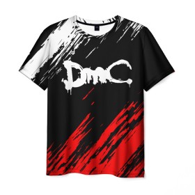 Мужская футболка 3D с принтом DEVIL MAY CRY (DMC) в Новосибирске, 100% полиэфир | прямой крой, круглый вырез горловины, длина до линии бедер | dante | devil may cry | devil may cry 5 | dmc | game | hell | play | sword | ад | данте | игры | меч