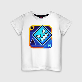 Детская футболка хлопок с принтом Geometry Dash в Новосибирске, 100% хлопок | круглый вырез горловины, полуприлегающий силуэт, длина до линии бедер | аркада | платформер