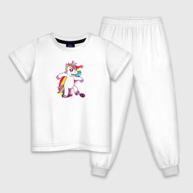 Детская пижама хлопок с принтом Единорог алкоголик в Новосибирске, 100% хлопок |  брюки и футболка прямого кроя, без карманов, на брюках мягкая резинка на поясе и по низу штанин
 | drunk | unicorn | единорог | нарисованный | прикольный | смешной | тотемное животное