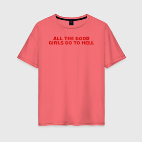 Женская футболка хлопок Oversize с принтом BILLIE EILISH RED в Новосибирске, 100% хлопок | свободный крой, круглый ворот, спущенный рукав, длина до линии бедер
 | bad guy | billie eilish | music | ocean eyes | pop | билли айлиш | билли эйлиш | девушка | музыка