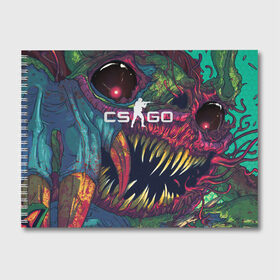 Альбом для рисования с принтом CS GO Hyper Beast в Новосибирске, 100% бумага
 | матовая бумага, плотность 200 мг. | counter | cs | go | hyper beast | strike | ак | бист | гипер | го | зубы | игровая | игроку | игроману | контер | крутая | крутой | кс | нож | страйк | хайпер бист | хипер | чудовище