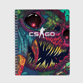 Тетрадь с принтом CS GO Hyper Beast в Новосибирске, 100% бумага | 48 листов, плотность листов — 60 г/м2, плотность картонной обложки — 250 г/м2. Листы скреплены сбоку удобной пружинной спиралью. Уголки страниц и обложки скругленные. Цвет линий — светло-серый
 | counter | cs | go | hyper beast | strike | ак | бист | гипер | го | зубы | игровая | игроку | игроману | контер | крутая | крутой | кс | нож | страйк | хайпер бист | хипер | чудовище