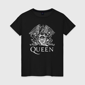 Женская футболка хлопок с принтом QUEEN | Фредди Меркьюри в Новосибирске, 100% хлопок | прямой крой, круглый вырез горловины, длина до линии бедер, слегка спущенное плечо | queen | rock | брайан мэи | группа queen | группа квин | джон дикон | квин | королева | король | роджер тейлор | рок | фредди меркьюри