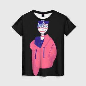 Женская футболка 3D с принтом СountryHumans в Новосибирске, 100% полиэфир ( синтетическое хлопкоподобное полотно) | прямой крой, круглый вырез горловины, длина до линии бедер | country humans | америка | интернет приколы | мемы | прикольные картинки | сountryhumans