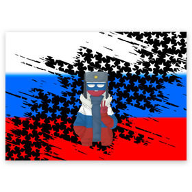 Поздравительная открытка с принтом CountryHumans. в Новосибирске, 100% бумага | плотность бумаги 280 г/м2, матовая, на обратной стороне линовка и место для марки
 | country | countryhumans | америка | дружба народов | контрихуменс | патриотизм | персонажи | родина | россия | страна | страна людей | сша | талерантность