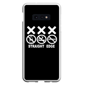 Чехол для Samsung S10E с принтом straight edge в Новосибирске, Силикон | Область печати: задняя сторона чехла, без боковых панелей | edge | hardcore | no drugs | straight | straight edge | sxe | грань | четкая | чёткая грань