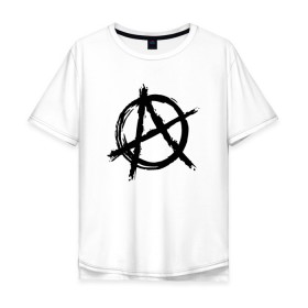 Мужская футболка хлопок Oversize с принтом АНАРХИЯ в Новосибирске, 100% хлопок | свободный крой, круглый ворот, “спинка” длиннее передней части | anarchy | riot | rock | анархия | бунт | знаки | музыка | панки | рок | символ