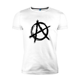 Мужская футболка премиум с принтом АНАРХИЯ в Новосибирске, 92% хлопок, 8% лайкра | приталенный силуэт, круглый вырез ворота, длина до линии бедра, короткий рукав | anarchy | riot | rock | анархия | бунт | знаки | музыка | панки | рок | символ