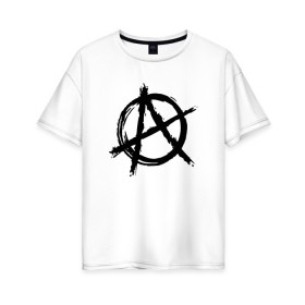 Женская футболка хлопок Oversize с принтом АНАРХИЯ в Новосибирске, 100% хлопок | свободный крой, круглый ворот, спущенный рукав, длина до линии бедер
 | anarchy | riot | rock | анархия | бунт | знаки | музыка | панки | рок | символ