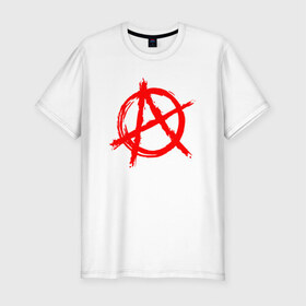 Мужская футболка хлопок Slim с принтом АНАРХИЯ в Новосибирске, 92% хлопок, 8% лайкра | приталенный силуэт, круглый вырез ворота, длина до линии бедра, короткий рукав | anarchy | riot | rock | анархия | бунт | знаки | музыка | панки | рок | символ