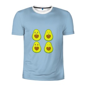 Мужская футболка 3D спортивная с принтом Авокадо в Новосибирске, 100% полиэстер с улучшенными характеристиками | приталенный силуэт, круглая горловина, широкие плечи, сужается к линии бедра | Тематика изображения на принте: авокадо | авокадо с сердечком | авокадо сердечко | авокадо сердце | авокадо эмоции | сердечко | четыре | четыре авокадо