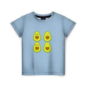 Детская футболка 3D с принтом Авокадо в Новосибирске, 100% гипоаллергенный полиэфир | прямой крой, круглый вырез горловины, длина до линии бедер, чуть спущенное плечо, ткань немного тянется | авокадо | авокадо с сердечком | авокадо сердечко | авокадо сердце | авокадо эмоции | сердечко | четыре | четыре авокадо
