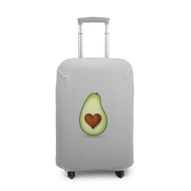 Чехол для чемодана 3D с принтом Авокадо сердечко в Новосибирске, 86% полиэфир, 14% спандекс | двустороннее нанесение принта, прорези для ручек и колес | авокадо | авокадо с сердечком | авокадо сердечко | авокадо сердце | авокадо эмоции | сердечко | четыре | четыре авокадо