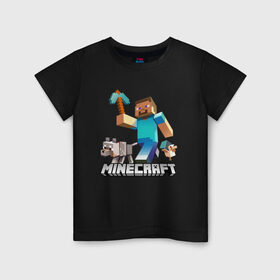Детская футболка хлопок с принтом MINECRAFT в Новосибирске, 100% хлопок | круглый вырез горловины, полуприлегающий силуэт, длина до линии бедер | block | creeper | cube | minecraft | pixel | блок | геометрия | крафт | крипер | кубики | майнкрафт | пиксели
