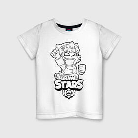 Детская футболка хлопок с принтом Brawl Stars SANDY (раскраска) в Новосибирске, 100% хлопок | круглый вырез горловины, полуприлегающий силуэт, длина до линии бедер | brawl | brawl stars | crow | leon | sally | shark | stars | акула | бравл | бравл старс | браво старс | игра | компьютерная | кров | леон | леон акула | раскраска | старс | шарк