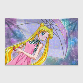 Флаг-баннер с принтом Sailor Moon в Новосибирске, 100% полиэстер | размер 67 х 109 см, плотность ткани — 95 г/м2; по краям флага есть четыре люверса для крепления | baby | bunny | girl | like | pink | sailormoon | usagi | вода капли | воин | волосы | глаза | девушка | дождь | зайчик | зонтик | котик | кролик | лето | луна | малышка | матроска | небо | облака | природа | радуга | розовый