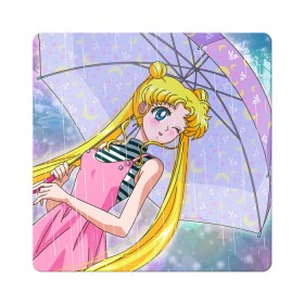 Магнит виниловый Квадрат с принтом Sailor Moon в Новосибирске, полимерный материал с магнитным слоем | размер 9*9 см, закругленные углы | baby | bunny | girl | like | pink | sailormoon | usagi | вода капли | воин | волосы | глаза | девушка | дождь | зайчик | зонтик | котик | кролик | лето | луна | малышка | матроска | небо | облака | природа | радуга | розовый