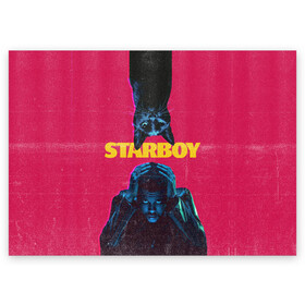 Поздравительная открытка с принтом STARBOY в Новосибирске, 100% бумага | плотность бумаги 280 г/м2, матовая, на обратной стороне линовка и место для марки
 | blinding lights | heartless | starboy | the weekend | уикенд