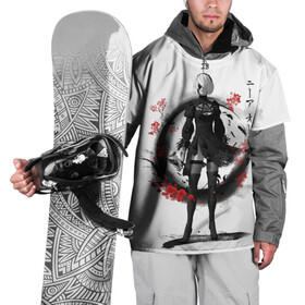 Накидка на куртку 3D с принтом 2B Ink Sakura dawn в Новосибирске, 100% полиэстер |  | Тематика изображения на принте: 2a | 2b | 9s | andoird | ink | japanese | kanji | nier automata | nuar | sakura | yohra | андроид | кандзи | нуар | сакура | чернила | япония