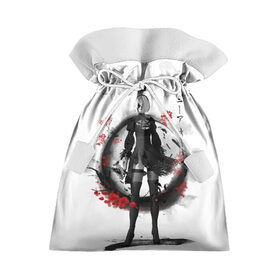 Подарочный 3D мешок с принтом 2B Ink Sakura dawn в Новосибирске, 100% полиэстер | Размер: 29*39 см | Тематика изображения на принте: 2a | 2b | 9s | andoird | ink | japanese | kanji | nier automata | nuar | sakura | yohra | андроид | кандзи | нуар | сакура | чернила | япония