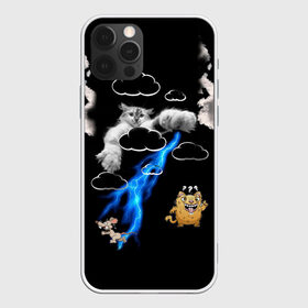 Чехол для iPhone 12 Pro Max с принтом Грозовой кошак (кара) в Новосибирске, Силикон |  | Тематика изображения на принте: глаза | грозовой | зубы | кот | кошак | красный | молнии | пламя | разряды | черный