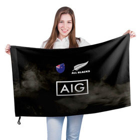 Флаг 3D с принтом ALL BLACKS в Новосибирске, 100% полиэстер | плотность ткани — 95 г/м2, размер — 67 х 109 см. Принт наносится с одной стороны | all blacks | new zealandd | rugby | новая зеландия | олл блэкс | регби | хака