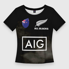 Женская футболка 3D Slim с принтом ALL BLACKS в Новосибирске,  |  | all blacks | new zealandd | rugby | новая зеландия | олл блэкс | регби | хака