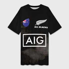 Платье-футболка 3D с принтом ALL BLACKS в Новосибирске,  |  | all blacks | new zealandd | rugby | новая зеландия | олл блэкс | регби | хака