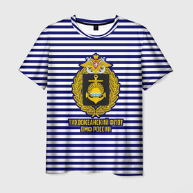 Мужская футболка 3D с принтом Тихоокеанский флот ВМФ России в Новосибирске, 100% полиэфир | прямой крой, круглый вырез горловины, длина до линии бедер | Тематика изображения на принте: 23 февраля | army | армейка | армия | бф | вмс | вмф | военно | войска | герб | дкбф | знак | каспийская флотилия | лого | мичман | море | морпех | морская | морские | морской | моряк | орел | пехота | подводник