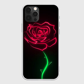 Чехол для iPhone 12 Pro Max с принтом Неоновая роза в Новосибирске, Силикон |  | 8 марта | neon | rose | неон | роза