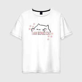 Женская футболка хлопок Oversize с принтом Bongo Cat в Новосибирске, 100% хлопок | свободный крой, круглый ворот, спущенный рукав, длина до линии бедер
 | bongo cat | кот | котики | мемы