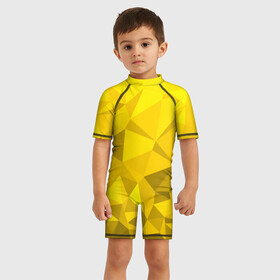Детский купальный костюм 3D с принтом YELLOW ABSTRACT в Новосибирске, Полиэстер 85%, Спандекс 15% | застежка на молнии на спине | abstract | abstraction | color | fractal | geometry | paitnt | polygon | polygonal | psy | абстракция | геометрия | краски | неоновые | полигоны | психоделика | фрактал