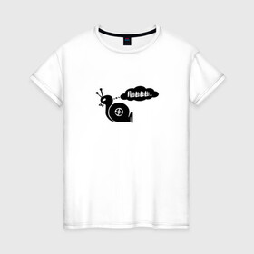 Женская футболка хлопок с принтом Турбина улитка в Новосибирске, 100% хлопок | прямой крой, круглый вырез горловины, длина до линии бедер, слегка спущенное плечо | Тематика изображения на принте: bmw | garett | garret | garrett | honda | japan tuning | jdm | lexus | nissan | pshh | snail | sti | supra | toyota | turbine | turbo | автотюнинг | гаретт | гаррет | гарретт | давление | прикол | пшш | турбина | турбояма | улитка