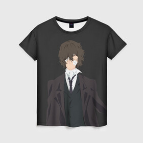 Женская футболка 3D с принтом Osamu Dazai в Новосибирске, 100% полиэфир ( синтетическое хлопкоподобное полотно) | прямой крой, круглый вырез горловины, длина до линии бедер | bungou | dazai | dogs | osamu | stray | асаму | бродячие псы | бродячих | дадзай | дазай | литературные гении | осаму | проза | псов