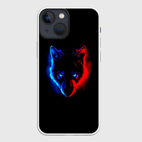 Чехол для iPhone 13 mini с принтом Волк в Новосибирске,  |  | Тематика изображения на принте: animal | art | dog | fire | wolf | арт | взгляд | волк | волки | глаза | голова | животное | животные | зверь | лес | огонь | охота | охотник | парню | прикольная | природа | серый | собака | хищник