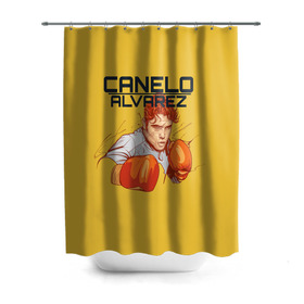 Штора 3D для ванной с принтом Canelo Alvarez в Новосибирске, 100% полиэстер | плотность материала — 100 г/м2. Стандартный размер — 146 см х 180 см. По верхнему краю — пластиковые люверсы для креплений. В комплекте 10 пластиковых колец | 