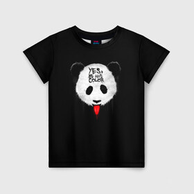 Детская футболка 3D с принтом _Panda_ в Новосибирске, 100% гипоаллергенный полиэфир | прямой крой, круглый вырез горловины, длина до линии бедер, чуть спущенное плечо, ткань немного тянется | color | have | hunter | panda | text | we | yes | австралия | арт | бе | высунула | глаза | голова | да | дикое | есть | животное | лбу | млекопитающее | на | надпись | нас | нос | охотник | панда | панды | показывает