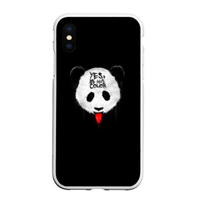 Чехол для iPhone XS Max матовый с принтом _Panda_ в Новосибирске, Силикон | Область печати: задняя сторона чехла, без боковых панелей | Тематика изображения на принте: color | have | hunter | panda | text | we | yes | австралия | арт | бе | высунула | глаза | голова | да | дикое | есть | животное | лбу | млекопитающее | на | надпись | нас | нос | охотник | панда | панды | показывает