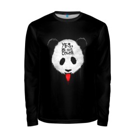 Мужской лонгслив 3D с принтом _Panda_ в Новосибирске, 100% полиэстер | длинные рукава, круглый вырез горловины, полуприлегающий силуэт | color | have | hunter | panda | text | we | yes | австралия | арт | бе | высунула | глаза | голова | да | дикое | есть | животное | лбу | млекопитающее | на | надпись | нас | нос | охотник | панда | панды | показывает