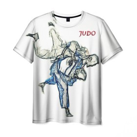 Мужская футболка 3D с принтом Борьба Дзюдо в Новосибирске, 100% полиэфир | прямой крой, круглый вырез горловины, длина до линии бедер | Тематика изображения на принте: 23 февраля | judo | sport | борьба | дзюдо | единоборства | спорт