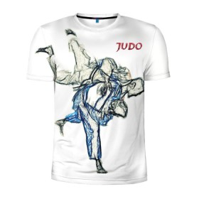 Мужская футболка 3D спортивная с принтом Борьба Дзюдо в Новосибирске, 100% полиэстер с улучшенными характеристиками | приталенный силуэт, круглая горловина, широкие плечи, сужается к линии бедра | Тематика изображения на принте: 23 февраля | judo | sport | борьба | дзюдо | единоборства | спорт