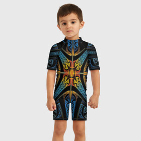 Детский купальный костюм 3D с принтом FRACTAL 2020 в Новосибирске, Полиэстер 85%, Спандекс 15% | застежка на молнии на спине | abstract | abstraction | color | fractal | geometry | paitnt | polygon | polygonal | psy | абстракция | геометрия | краски | неоновые | полигоны | психоделика | фрактал