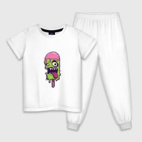 Детская пижама хлопок с принтом Зомбороженное в Новосибирске, 100% хлопок |  брюки и футболка прямого кроя, без карманов, на брюках мягкая резинка на поясе и по низу штанин
 | зомбо мороженное