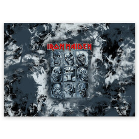 Поздравительная открытка с принтом Iron Maiden в Новосибирске, 100% бумага | плотность бумаги 280 г/м2, матовая, на обратной стороне линовка и место для марки
 | 80s | hardrock | heavy | iron | maiden | metal | pop | steve harris | the final frontier | uk | айрон | группа | железная дева | метал | мэйден | хеви