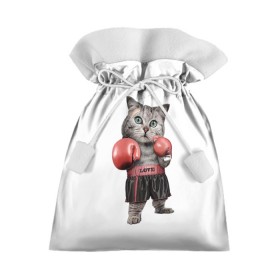 Подарочный 3D мешок с принтом Кот боксёр в Новосибирске, 100% полиэстер | Размер: 29*39 см | Тематика изображения на принте: арт | животные | искусство | картинка | рисунок