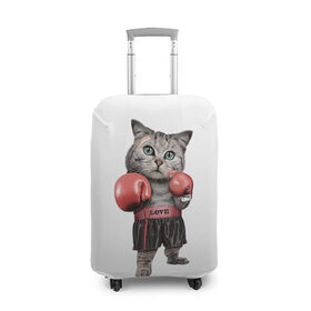 Чехол для чемодана 3D с принтом Кот боксёр в Новосибирске, 86% полиэфир, 14% спандекс | двустороннее нанесение принта, прорези для ручек и колес | арт | животные | искусство | картинка | рисунок