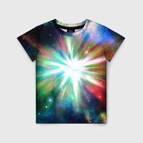 Детская футболка 3D с принтом Космическая вспышка в Новосибирске, 100% гипоаллергенный полиэфир | прямой крой, круглый вырез горловины, длина до линии бедер, чуть спущенное плечо, ткань немного тянется | Тематика изображения на принте: astronomy | астрономия | вселенная | вселенский | вспышка | вспышки | галактика | звезда | звёзды | космическая | космос | пространство | свет | светящиеся | светящийся | яркий | яркость