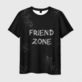 Мужская футболка 3D с принтом FRIEND ZONE в Новосибирске, 100% полиэфир | прямой крой, круглый вырез горловины, длина до линии бедер | friend | zone | белая | девушка | девушке | другу | друзья | звезды | зона | любимой | люблю | минимализм | надпись | не | отношения | парень | парню | подарок | подруге | подружке | просто | только | френд